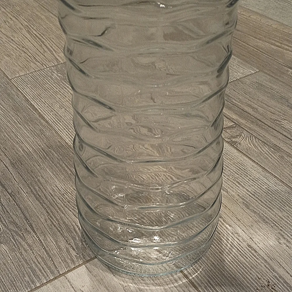 Textured Clear Glass Vase 9.5 Inches Tall
